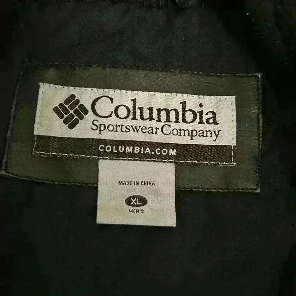 Columbia Distressed Vintage Vegan Faux Leather Lined BikerJacket Coat Mens XL - Picture 10 of 15